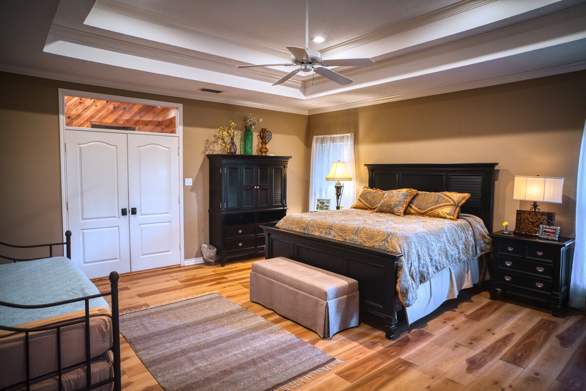 Primary bedroom with king bed
