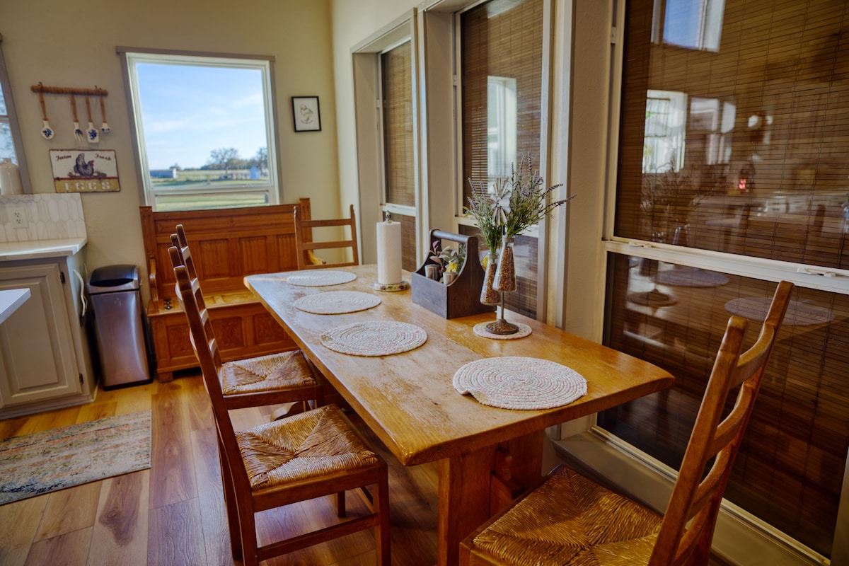 Cozy dining nook by the windows