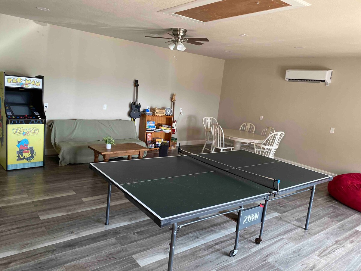 Game room with ping-pong table